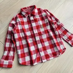 MIKIHOUSE 赤×白チェック柄 長袖シャツ100cm リバーシブル