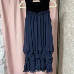 ネイビー フリル パーティードレス アクシーズ