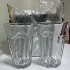 ガラス製ストライプ模様コップ2個セット