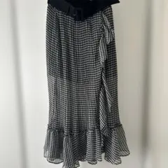 スナイデル　フレアスカート風キュロット 黒と白のチェック柄