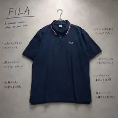 Y8603【FILA】大きいサイズ/XL 半袖ポロシャツ 刺繍ロゴ ゴルフ 紺のサムネイル