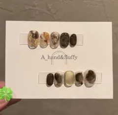 現品ネイルチップ ニュアンス 金箔 乳白色 ミラーネイル マグネットネイル