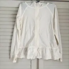 ホワイト フリル付き ラッシュガード水着のセット　130㎝