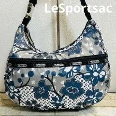 LeSportsac 花柄 ショルダーバッグ ホワイト&ブルー系　肩掛けのみ