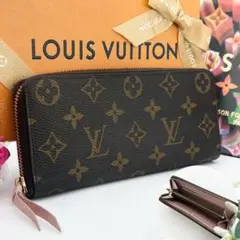 美品 ルイヴィトン モノグラム クレマンス ラウンドファスナー 長財布 ローズ