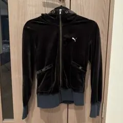 PUMA ベロア フルジップ パーカー 黒 S Y2K 平成