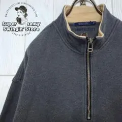 人気 トミーヒルフィガー ハーフジップ スウェット 2XL グレー 刺繍ロゴ