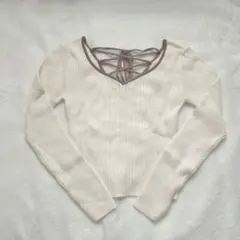 LIP SERVICE リブニットトップス バックレースアップニット