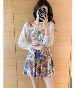 かわいい 長袖 ワンピース プール L 夏 海 水着 体型カバー レディース