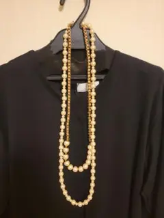 コットンパールネックレス2本　ブレスレット