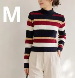 미사용 태그 포함 INGNI 멀티 테두리 니트 M 긴팔 네이비 가을 겨울
