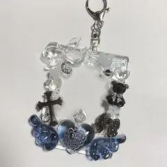 トレカケース レジンデコ ネイビー×黒×透明 推し活 キラキラ