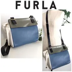 良品 フルラ 本革 レザー 斜め掛け ショルダーバッグ 鞄 バイカラー イタリア