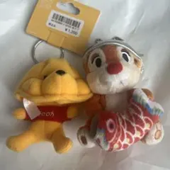 ディズニーランドプーさんとチップとデール ぬいぐるみキーホルダーセット