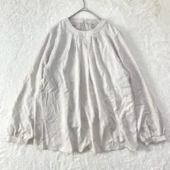 IEDIT◆フェリシモ/ギャザーブラウス ピンタック 袖ゴム 後ろボタン 長袖