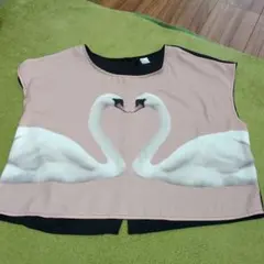 H&M　白鳥プリント L 半袖トップス EUR 42
