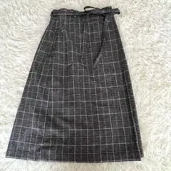 オペークドットクリップ　スカート　タイトスカート　S 36 チェック　ウール