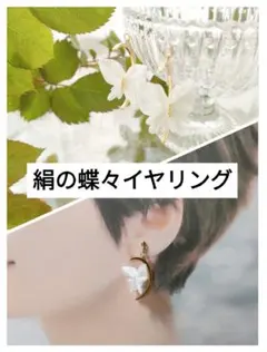 蝶々　ちょうちょ　蝶　三日月　月　イヤリング　揺れる　バタフライハンドメイド