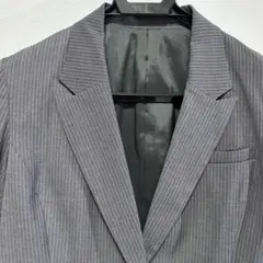 グレー ストライプ ビジネススーツ上下(上着後ろスリット・アームスリット入り)