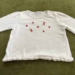 【美品】familiar フルーツとファミちゃんリアちゃん刺繍 Tシャツ80cm