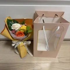 サボンフラワー　ソープフラワー　花束　オレンジ