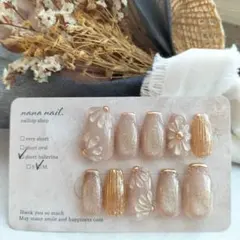 N.222 ぷっくりフラワーネイル ブライダルネイル 前撮り ミラーフレンチ 式