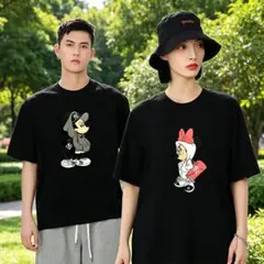 一度も使用していない ミッキー＆ミニー プリント 半袖 T シャツ BX128