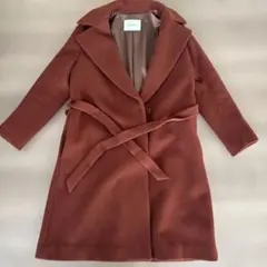 Spick & Span ブラウン ウール　ベルト付きロングコート　38