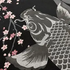 【美品】和柄 Tシャツ 桜 鯉 4L サイズ大きめ ブラック 黒　綿100%
