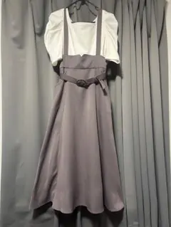 【夏服 2点セット売り】大人かわいい ジャンスカ パフスリーブトップスのサムネイル