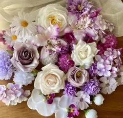 即日匿名発送 造花 花材 薄紫系セット フラワーまとめ売り40コ