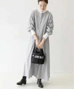 スローブイエナ クレリックシャツワンピース ストライプワンピ