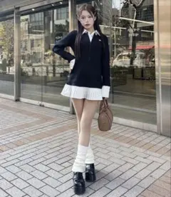 ドッキングプリーツミニワンピース