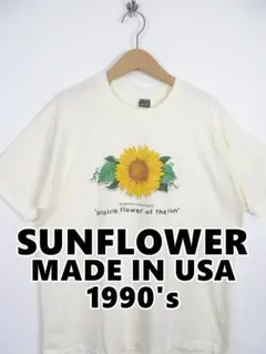 90s USA製 シングルステッチ XL ヒマワリ ヴィンテージ Tシャツ