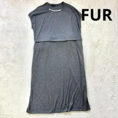 タグ付き❤️【FUR】M ノースリーブ ワンピース グレー　夏　ロングスカート