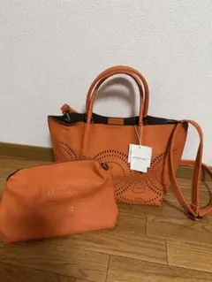 Vittorio Godi トートバッグ ポーチ付き オレンジのサムネイル
