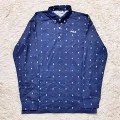 FILA GOLF / フィラゴルフ ダイヤ総柄長袖ポロシャツ ワンポイントロゴ