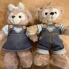 ダッフィー　シェリーメイ　限定ぬいぐるみストラップ　デニムディズニー　バッジ