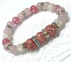 桜セール　ローズクォーツ、クラッシュストーン　パワーストーンブレスレット