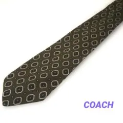 4-64.COACH コーチ 紳士 ネクタイ ビンテージ カーキ シルク 服飾品のサムネイル
