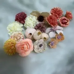 クリーム〜イエロー〜オレンジ系　アーティフィシャルフラワー　まとめ売り　詰合