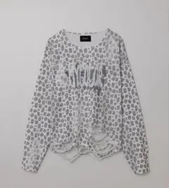 チ*ズ様 総柄ラインストーングラフィックロンT grancy グランシー　白レオ