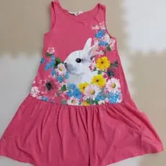 ウサギと花のプリントノースリーブワンピースH＆M