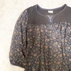 森ガール　フェアリーグランジ　異素材花柄シアーチュニック　ワンピース