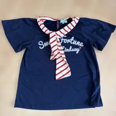 Lindsay M ネイビーTシャツ ストライプ襟のサムネイル