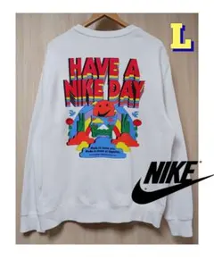 カッコいい！！ナイキ NIKE◆長袖スウェット◆ 裏起毛◆ Lサイズ　白