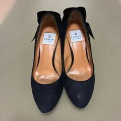 LANVIN en Bleu ブラックハイヒール リボン 日本製 23cm