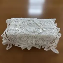 レース ティッシュボックスカバー ホワイト