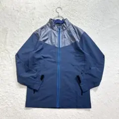 ナイキ【M】青 ジャケット ポリエステル メタリック切替 スポーツ カジュアル