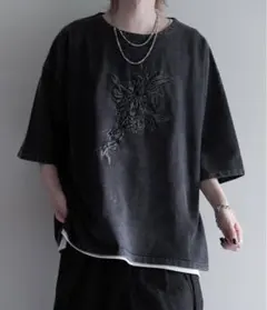 cussil ピグメントスノーウォッシュ加工オーバーサイズハーフスリーブTシャツ